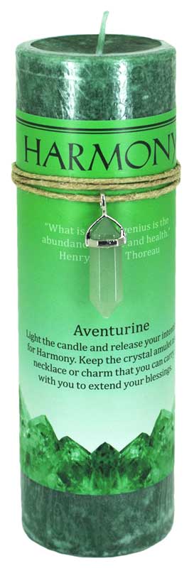 Harmony pillar candle with Aventurine pendant Harmony pillar candle with Aventurine pendant